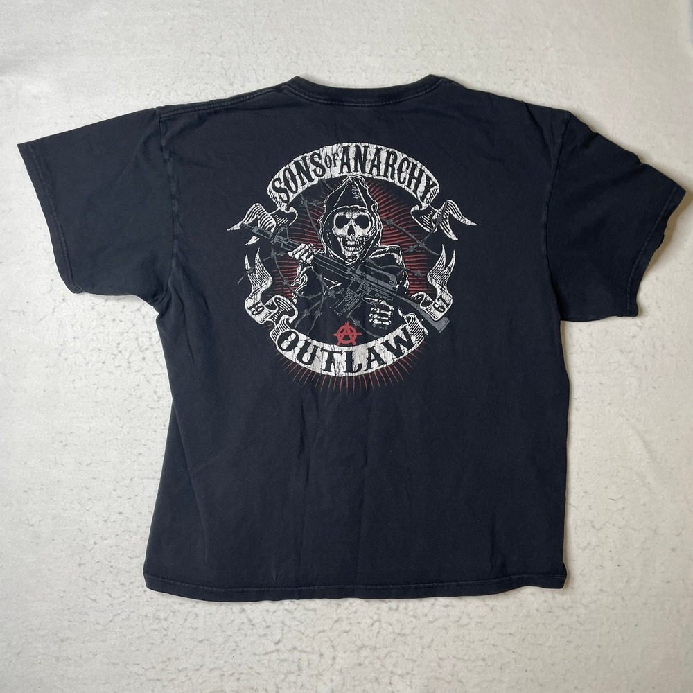 Sons of Anarchy Mens T Shirt Black Graphic Print‎ Outlaw Skull Reaper 2XL